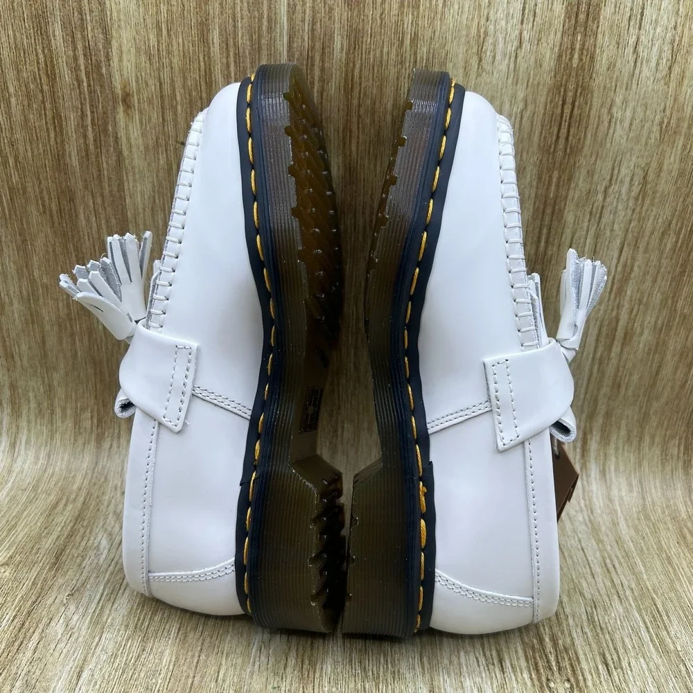 Dr. Martens Adrian YS Women's Size 6 Tassel Loafer Platform Shoes White NWT